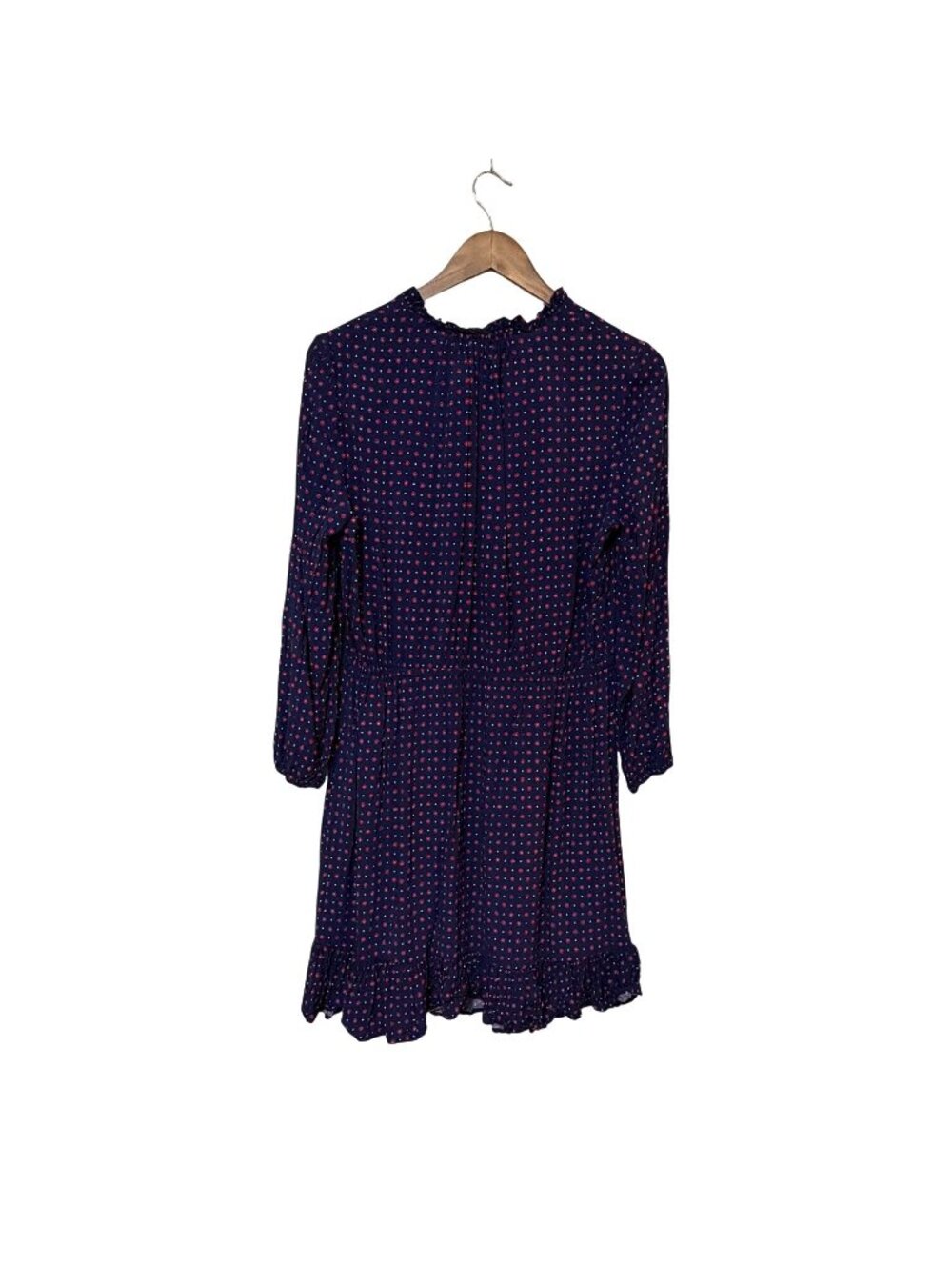 Draper James Womens Navy Red Floral Polka Dot Ruffle Mini Dress Long Sleeve L - Picture 2 of 6